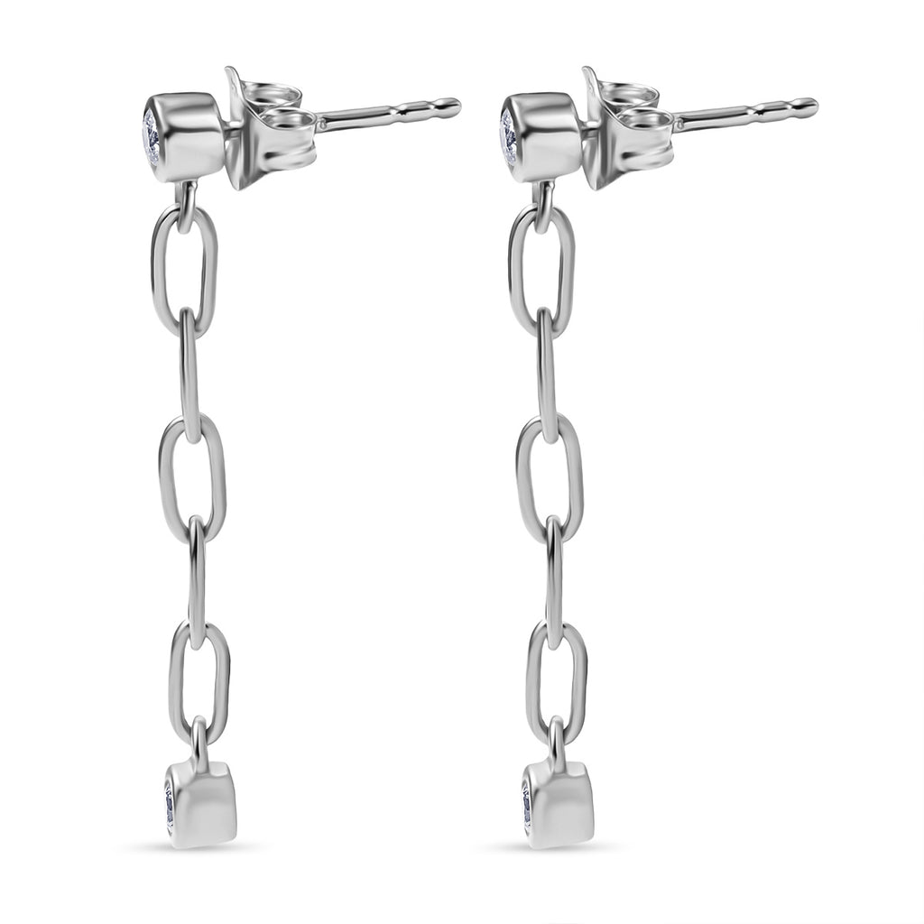Luxuriant Lab Grown Diamond (SI/GH) Dangling Earring with Push Back in Rhodium Overlay Sterling Silver 0.28 Ct._8170162_3
