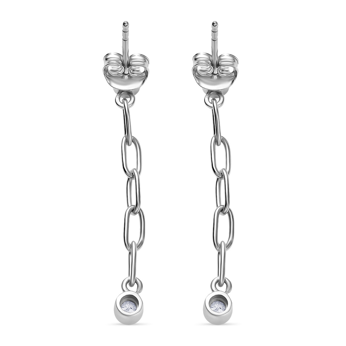 LUXURIANT Lab Grown Diamond Dangling Earring with Push Back in Rhodium Overlay Sterling Silver (SI-GH) 8170162 5