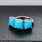 Luxuriant Diamond Sleeping Beauty Turquoise & Lab Grown Diamond (SI/GH) Ring in Rhodium Overlay Sterling Silver 6.32 Ct._8170362_1