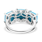 Luxuriant Diamond Sleeping Beauty Turquoise & Lab Grown Diamond (SI/GH) Ring in Rhodium Overlay Sterling Silver 6.32 Ct._8170362_4