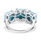 Luxuriant Diamond Sleeping Beauty Turquoise & Lab Grown Diamond (SI/GH) Ring in Rhodium Overlay Sterling Silver 6.32 Ct._8170364_4