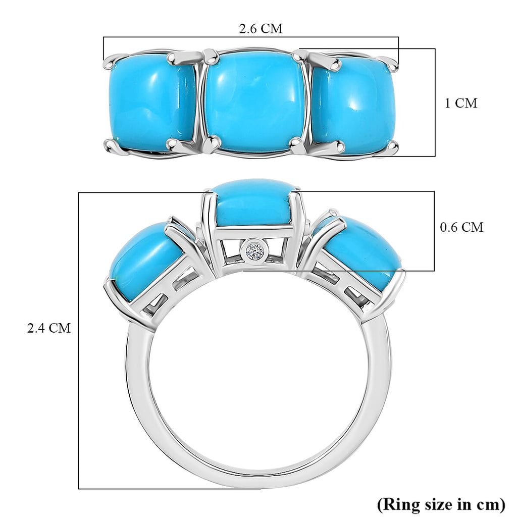 Luxuriant Diamond Sleeping Beauty Turquoise & Lab Grown Diamond (SI/GH) Ring in Rhodium Overlay Sterling Silver 6.32 Ct._8170364_5