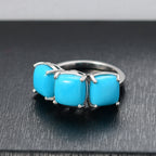 Luxuriant Diamond Sleeping Beauty Turquoise & Lab Grown Diamond (SI/GH) Ring in Rhodium Overlay Sterling Silver 6.32 Ct._8170365_1