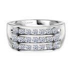 Luxuriant Three Rows Lab Grown Diamond (SI/GH) Ring in Rhodium Overlay Sterling Silver 1.00 Ct._8170665