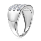 Luxuriant Three Rows Lab Grown Diamond (SI/GH) Ring in Rhodium Overlay Sterling Silver 1.00 Ct._8170665_2
