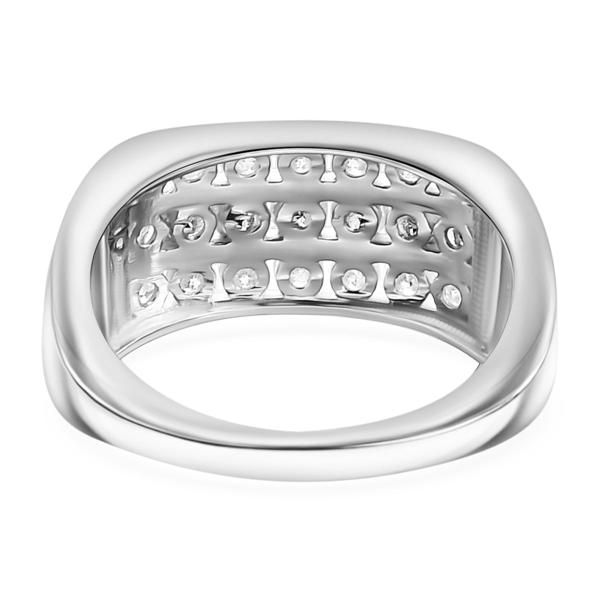 LUXURIANT 1 Ct. Lab Grown Diamond Three Rows Ring in Platinum Overlay Sterling Silver V32570157 3