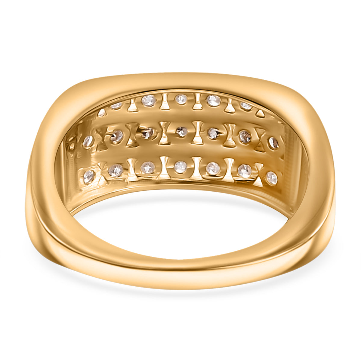 LUXURIANT 1 Ct. Lab Grown Diamond Three Row Ring in Vermeil Yellow Gold Plated Sterling Silver (SI-G-H) 8170674 4