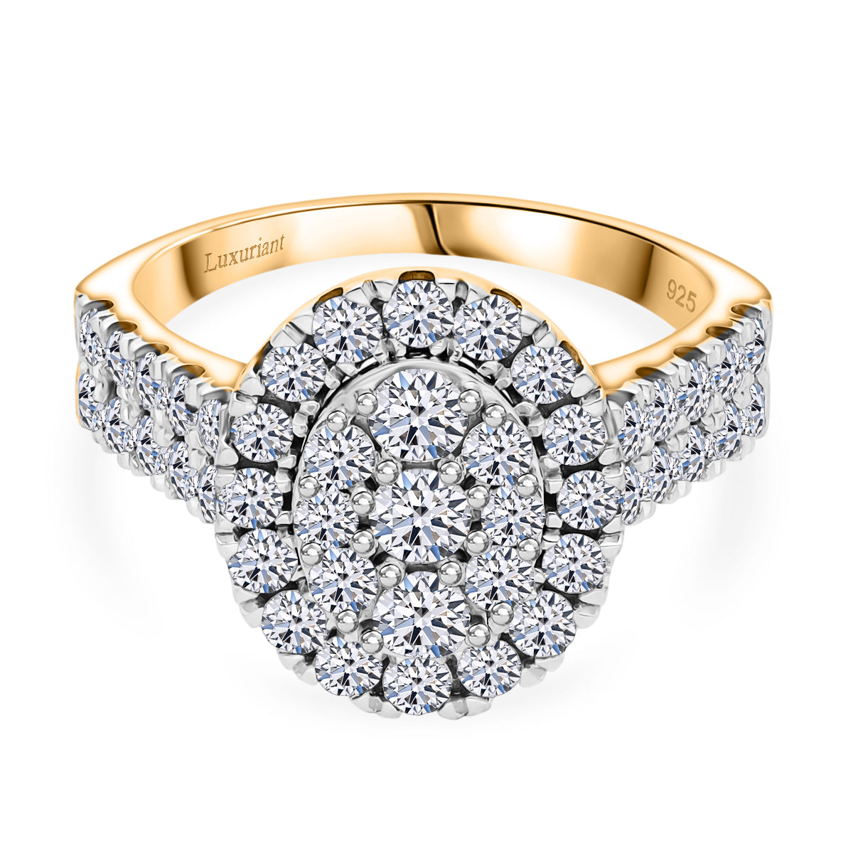 LUXURIANT 1.50 ct. Lab Grown Diamond Cluster Ring in Vermeil Yellow Gold Over Sterling Silver 8170713 0