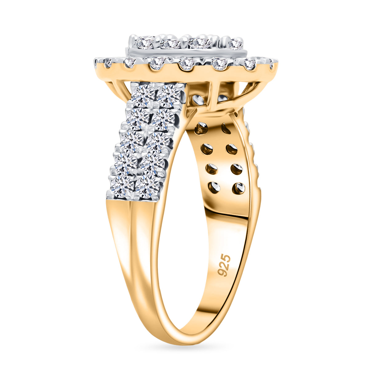 LUXURIANT 1.50 ct. Lab Grown Diamond Cluster Ring in Vermeil Yellow Gold Over Sterling Silver 8170713 2