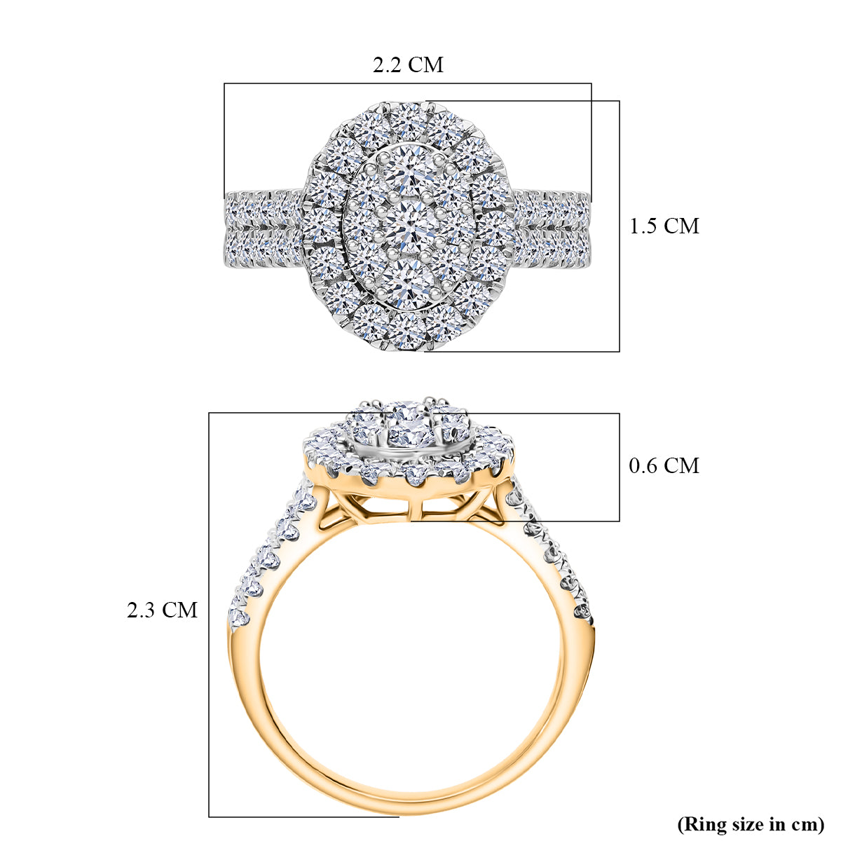 LUXURIANT 1.50 ct. Lab Grown Diamond Cluster Ring in Vermeil Yellow Gold Over Sterling Silver 8170713 4