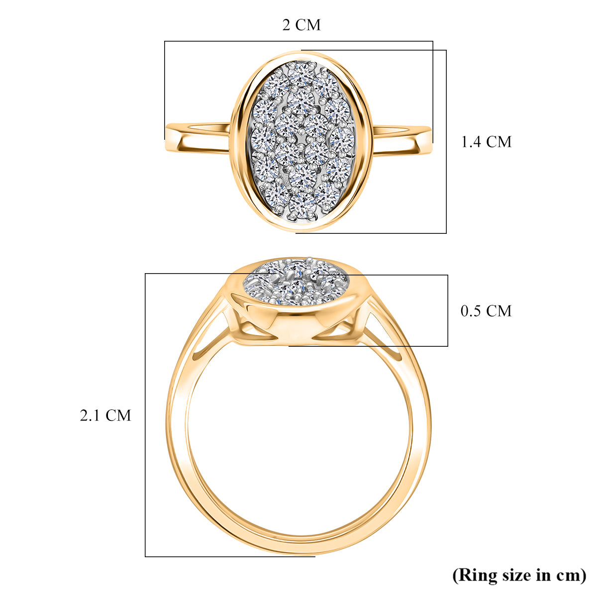 LUXURIANT 0.5 Ct. Lab Grown Diamond Cluster Ring in Vermeil Yellow Gold Over Sterling Silver 8170733 5