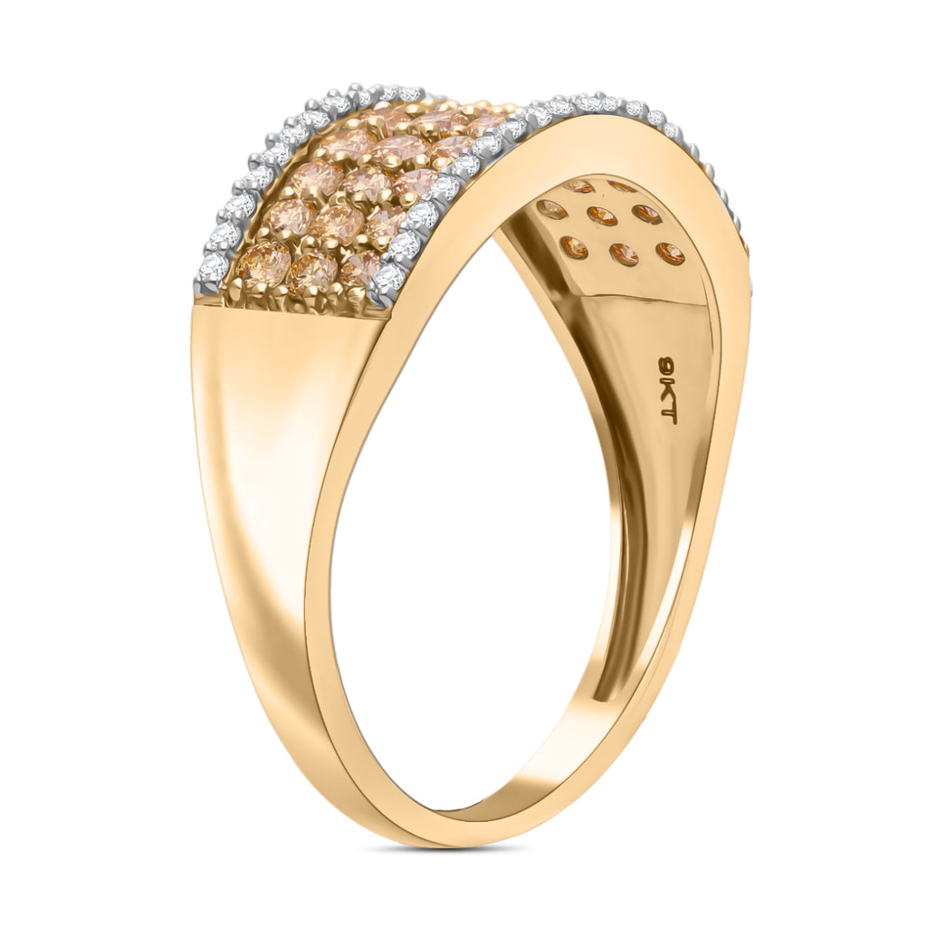 SGL Certified 9K Yellow Gold Vivid Natural Yellow Diamond (SI/I1) & White Diamond Ring 1.00 Ct._8170759_2