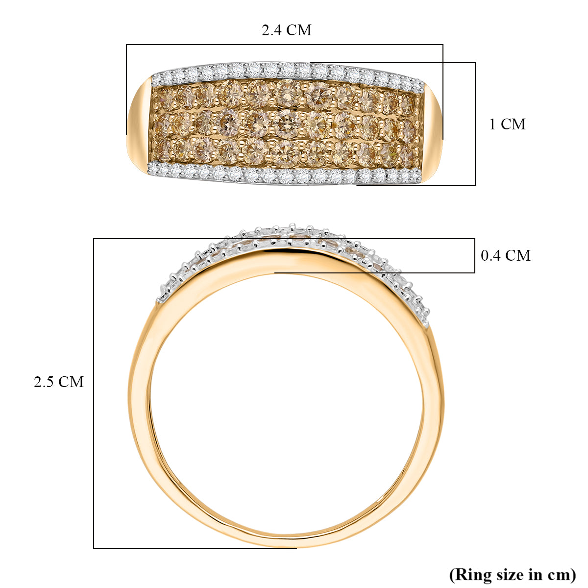 SGL Certified 9K Yellow Gold Vivid Natural Yellow Diamond (SI-I1) &amp; White Diamond Ring 1.00 Ct. V32734179 4