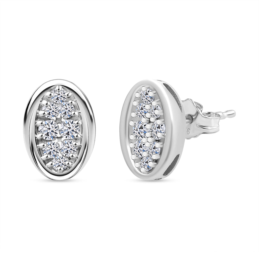 Luxuriant - Lab Grown Diamond (SI/GH) Push Back Earring in Platinum Overlay Sterling Silver 0.50 Ct._8170765