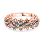 Luxuriant Diamond Lab Grown Multi Coloured Diamond (SI-GH) Ring in 18K Vermeil Rose Gold Plated Sterling Silver 1.00 Ct._8171068