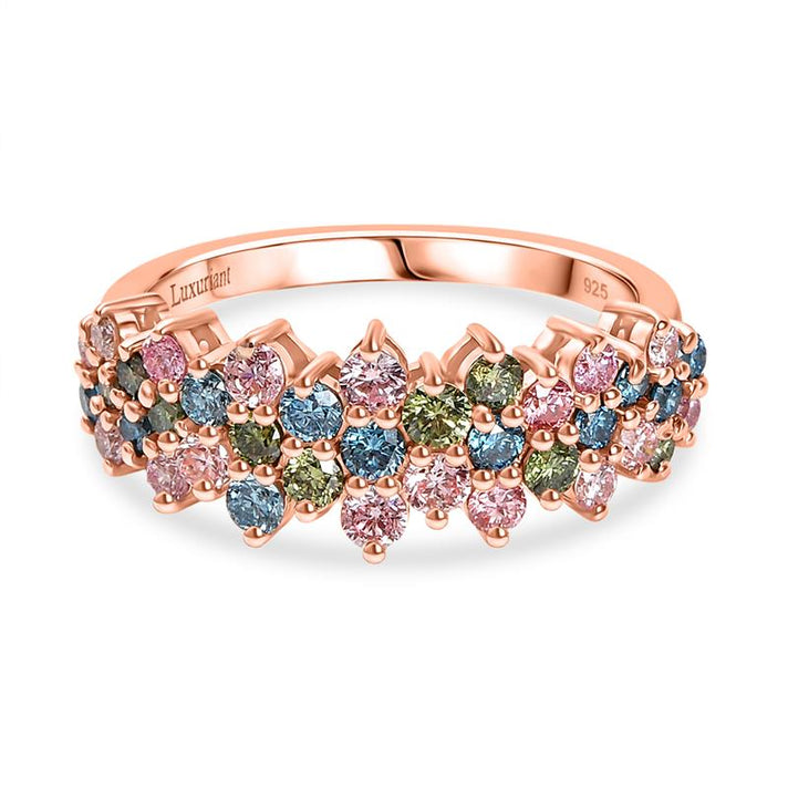 1.Ct Luxuriant Diamond Lab Grown Multi Coloured Diamond (SI-GH) Ring in 18K Vermeil Rose Gold Plated 8171068 1
