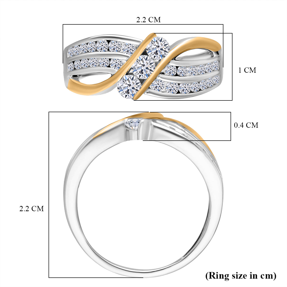 LUXURIANT 0.75 Ct. Lab Grown Diamond Ring in Rhodium and Yellow Gold Overlay Sterling Silver 8171150 5
