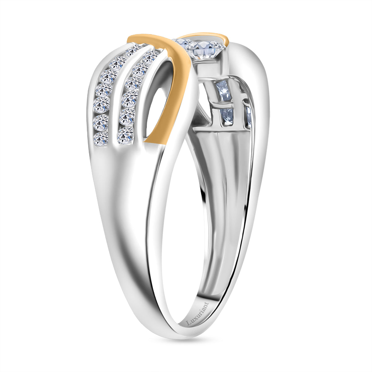 LUXURIANT 0.75 Ct. Lab Grown Diamond Ring in Rhodium and Yellow Gold Overlay Sterling Silver V32631274 3