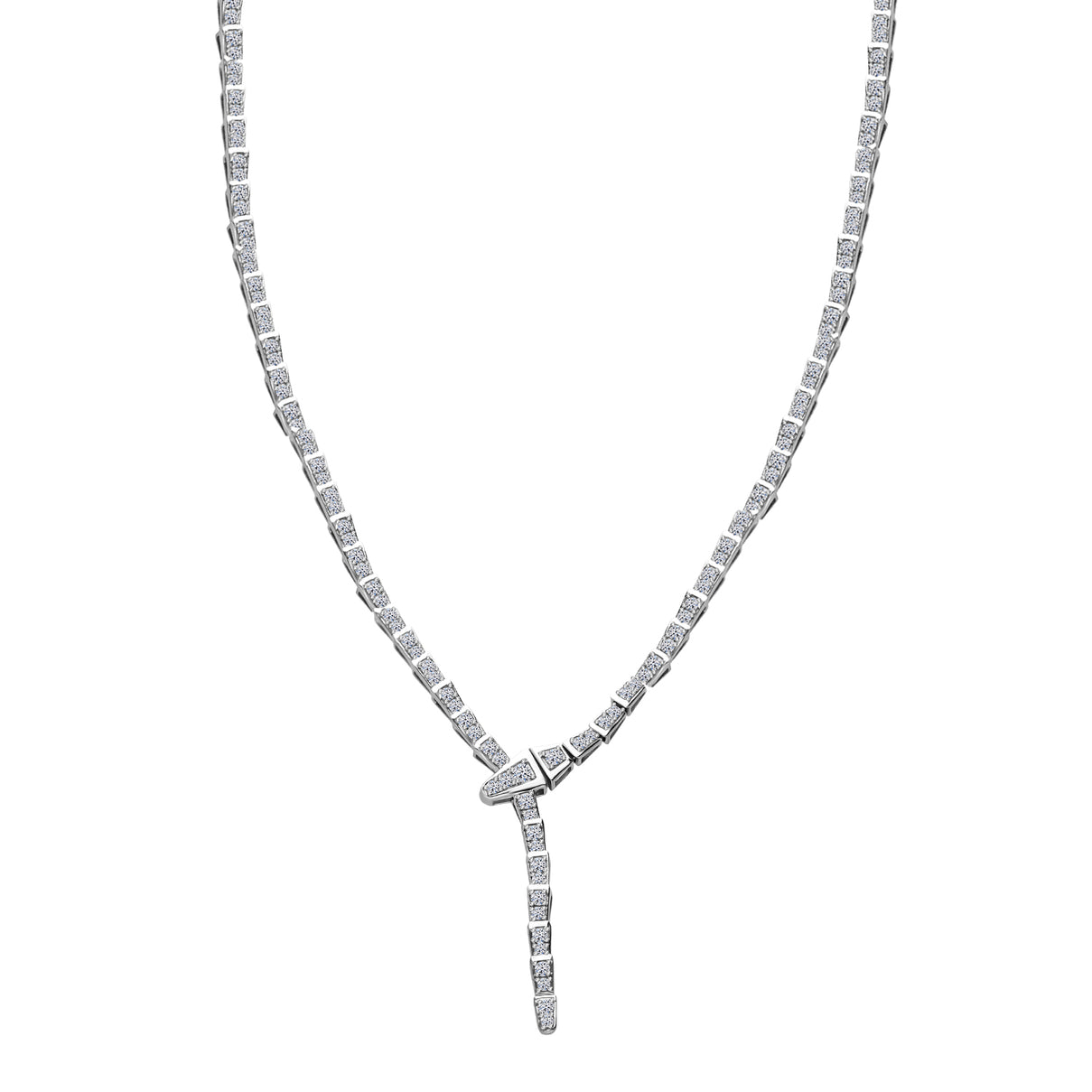 LUXURIANT 4 Ct. Lab Grown Diamond (SI-GH) Serpent Necklace with Box Clasp in Rhodium Overlay Sterling Silver, SGL Certified 18 Inch 8171157 0