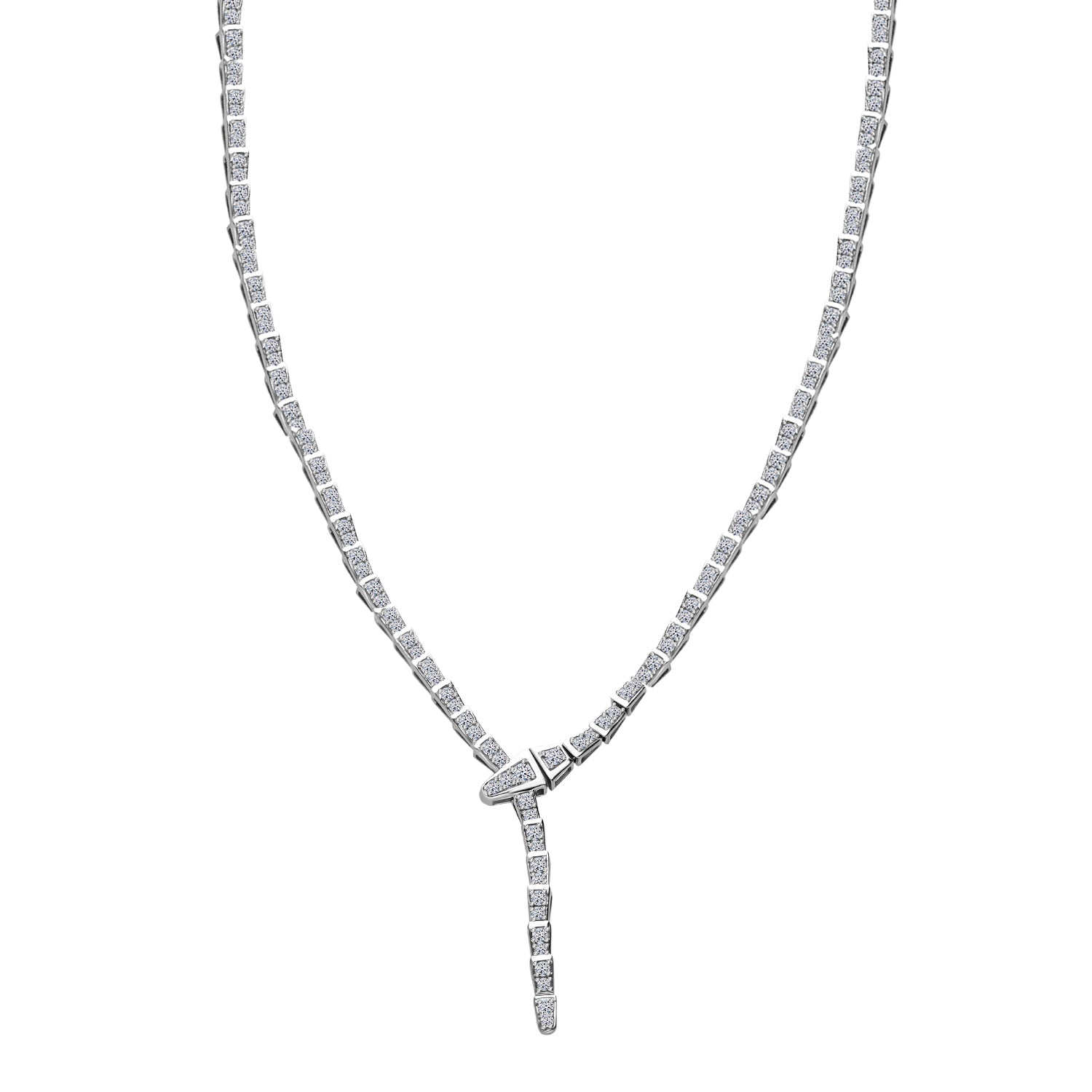 LUXURIANT 4 Ct. Lab Grown Diamond (SI-GH) Serpent Necklace with Box Clasp in Rhodium Overlay Sterling Silver, SGL Certified 18 Inch 8171157 0