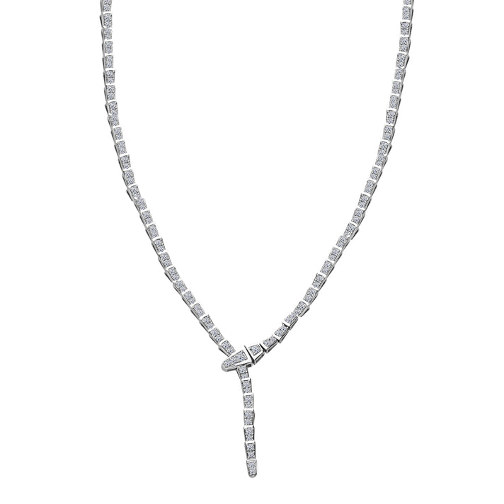 LUXURIANT 4 Ct. Lab Grown Diamond (SI-GH) Serpent Necklace with Box Clasp in Rhodium Overlay Sterling Silver, SGL Certified 18 Inch 8171157 1