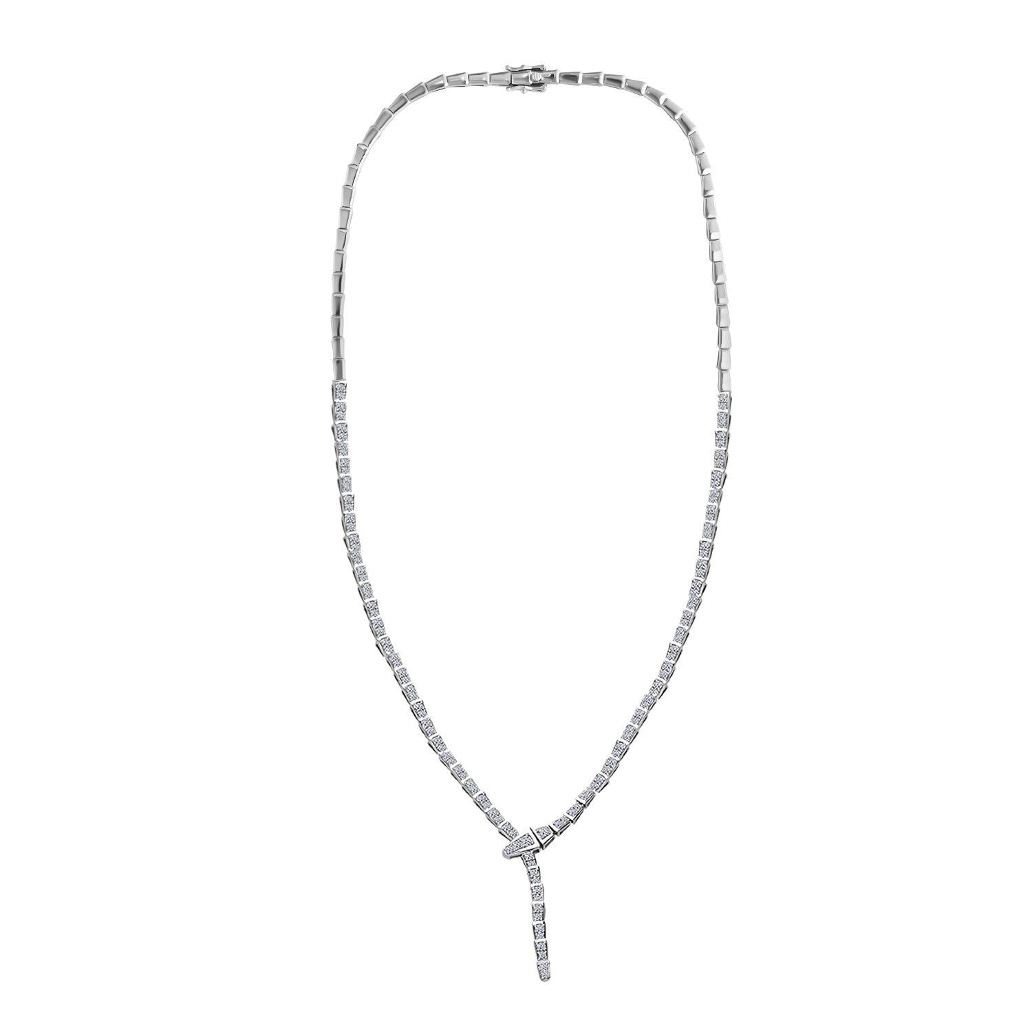 LUXURIANT 4 Ct. Lab Grown Diamond (SI-GH) Serpent Necklace with Box Clasp in Rhodium Overlay Sterling Silver, SGL Certified 18 Inch 8171157 5