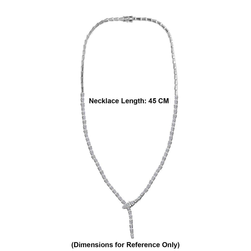 Designer Inspired Luxuriant - SGL Certified Lab Grown Diamond (SI/GH) Serpent Necklace (Size 18.50) in Platinum Overlay Sterling Silver 4.00 Ct, Silver Wt. 28.70 Gms._8171157_6