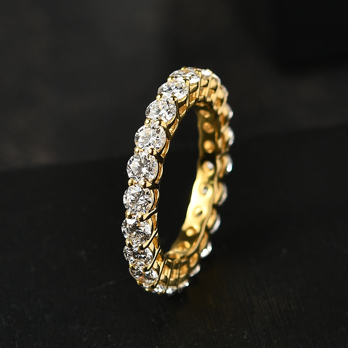 LUXURIANT 2.37 Ct. Lab Grown Diamond Full Eternity Band Ring in 18K Vermeil Yellow Gold Plated Sterling Silver (SI-GH) 8171383 2