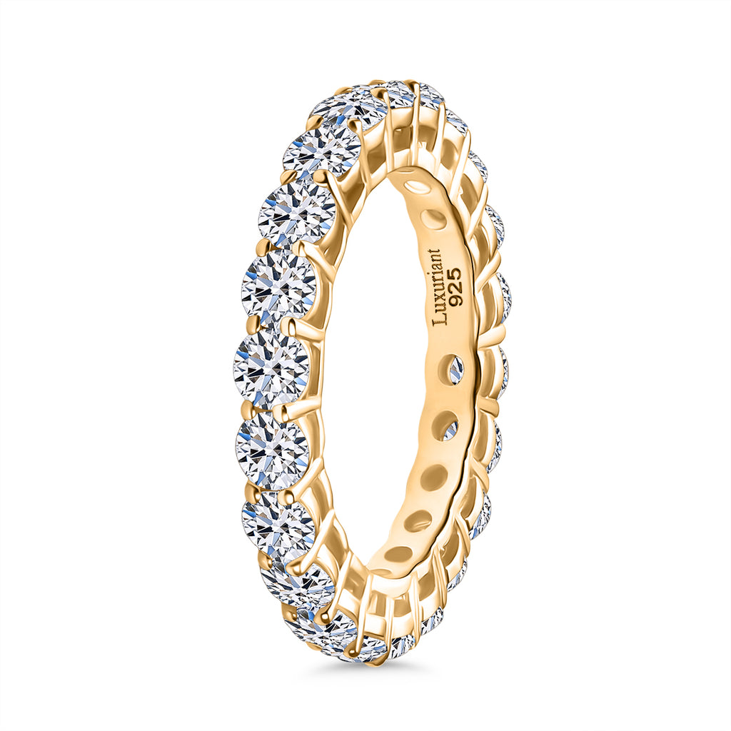 Luxuriant Lab Grown Diamond (SI/GH) Full Eternity Band Ring in 18K Vermeil Yellow Gold Plated Sterling Silver 2.37 Ct._8171383_3