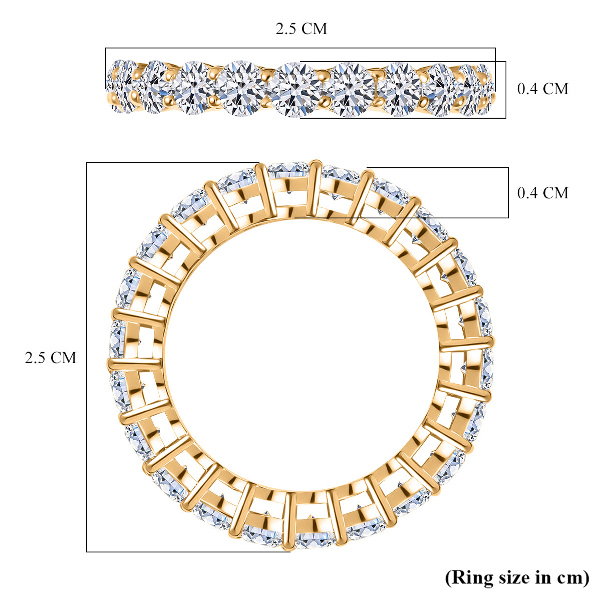 LUXURIANT 2.37 Ct. Lab Grown Diamond Full Eternity Band Ring in 18K Vermeil Yellow Gold Plated Sterling Silver (SI-GH) 8171383 5