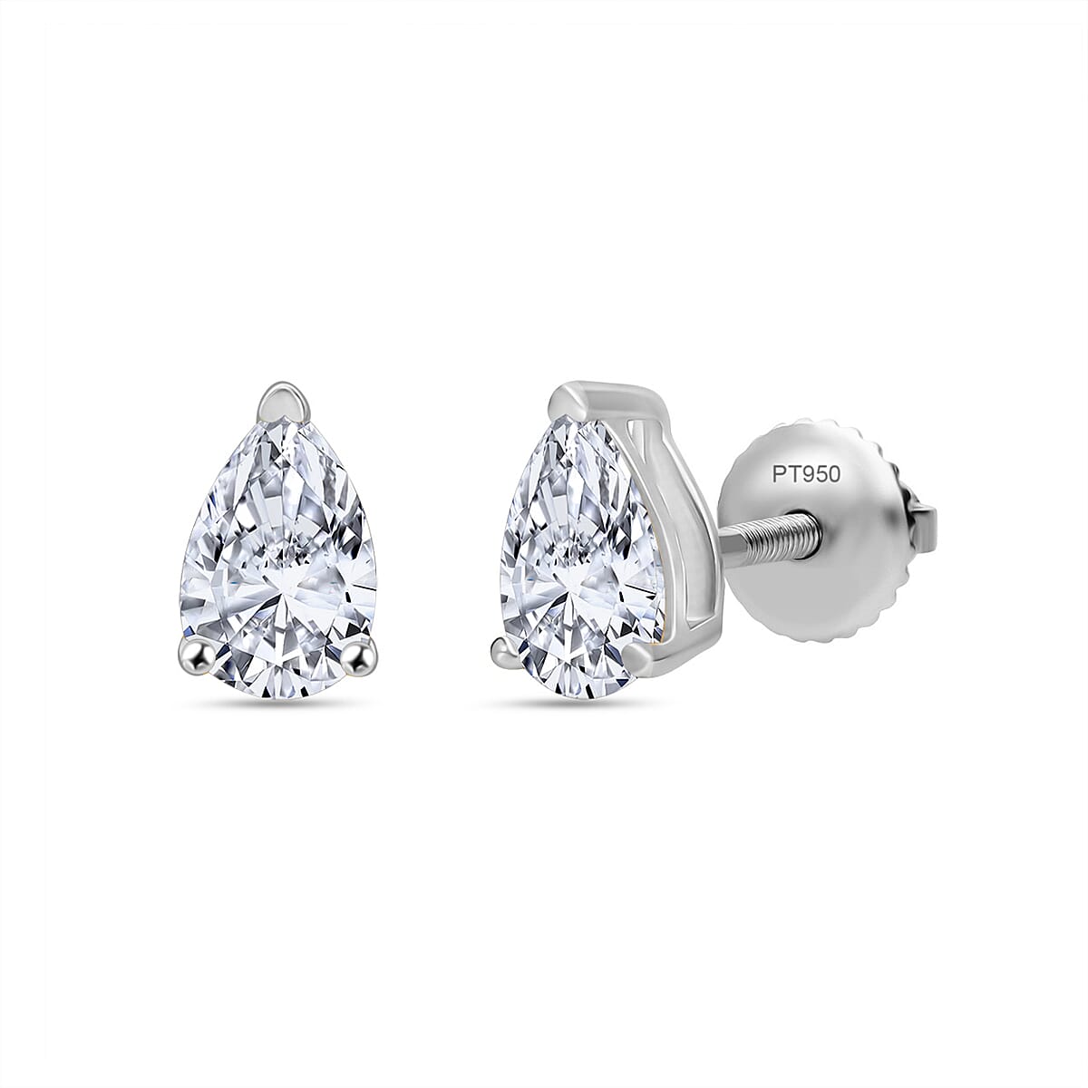 LUXURIANT 1.50 Ct. Lab Grown Diamond Solitaire Stud Earring with Screw Back in 950 Platinum SGL Certified VS-EF 8171899 0