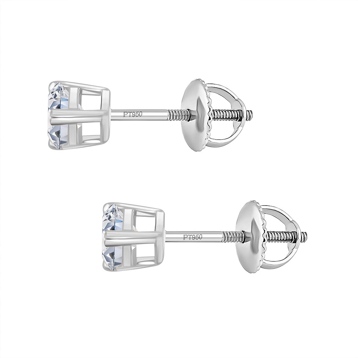 LUXURIANT 1.50 Ct. Lab Grown Diamond Solitaire Stud Earring with Screw Back in 950 Platinum SGL Certified VS-EF 8171899 3