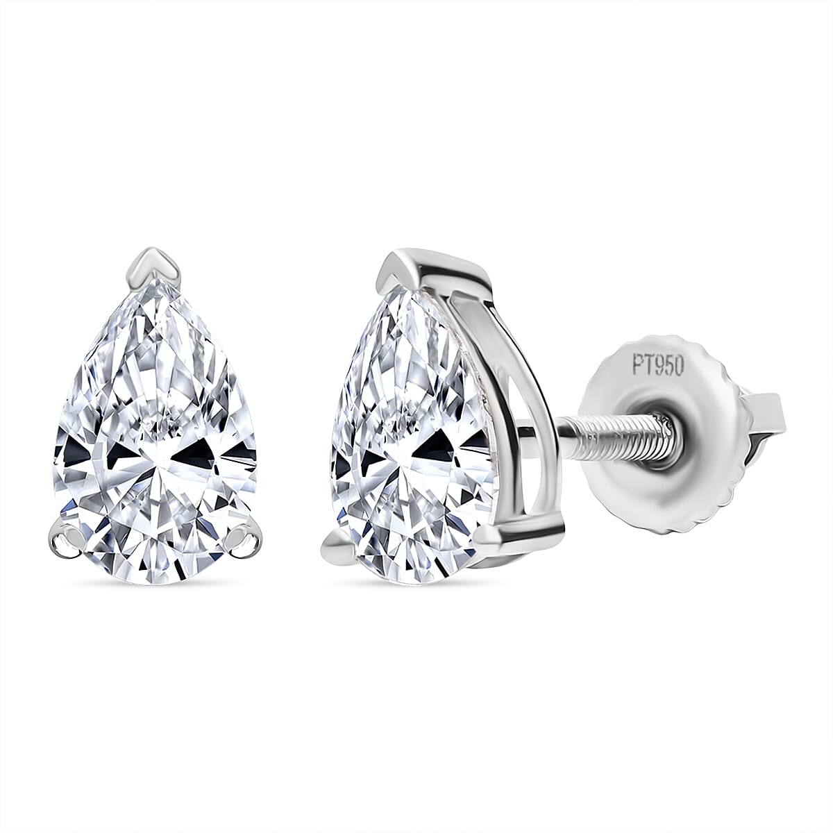 LUXURIANT 2 Ct. Lab Grown Diamond Solitaire Stud Earring in 950 Platinum SGL Certified EF, VS 8171900 0