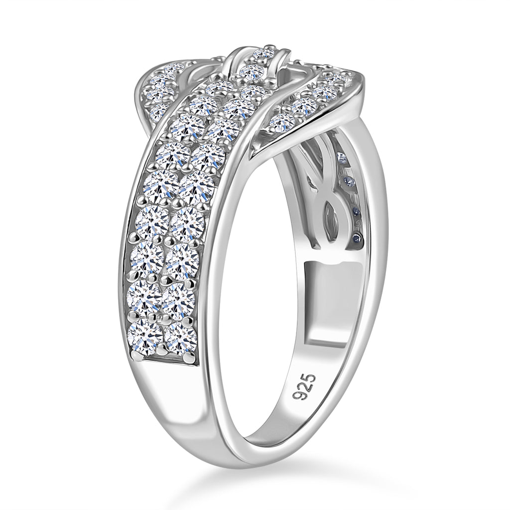 Luxuriant Lab Grown Diamond (VS/EF) Buckle Ring in Rhodium Overlay Sterling Silver 1.00 Ct._8178022_3