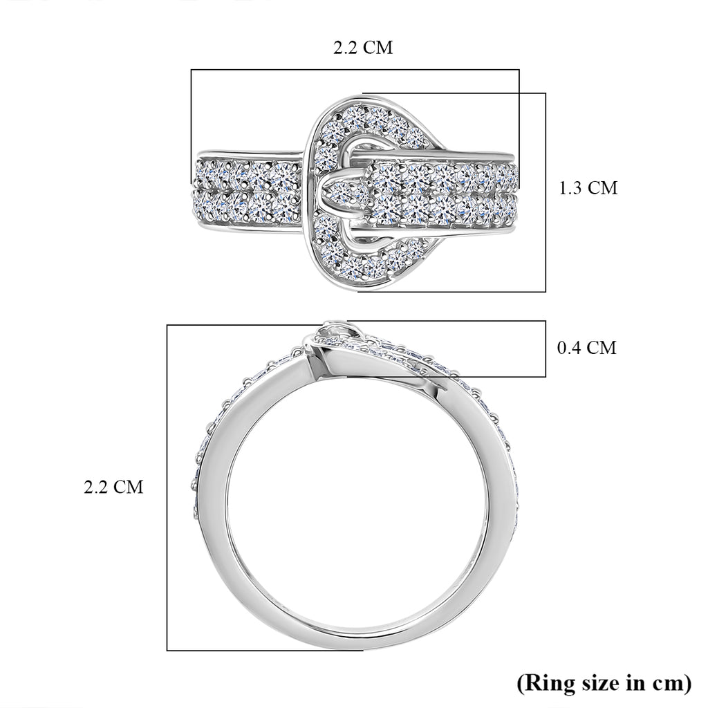 Luxuriant Lab Grown Diamond (VS/EF) Buckle Ring in Rhodium Overlay Sterling Silver 1.00 Ct._8178022_5