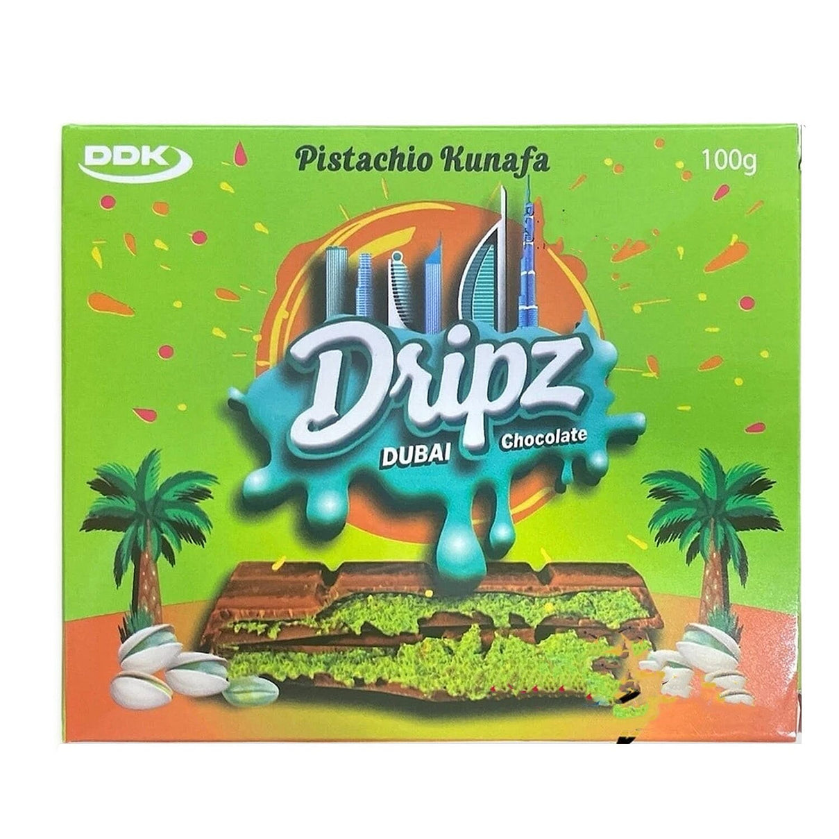 Dripz Dubai Chocolate Pistachio Kunafa Bar Best For Sharing 100g 8178597 0