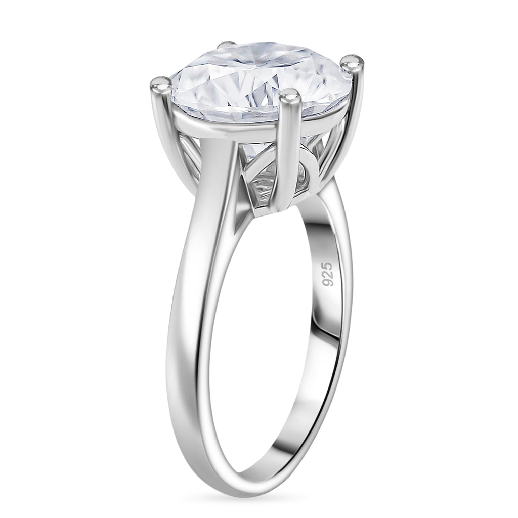 GRA Certified (VVS1/D) Moissanite Solitaire Ring in Rhodium Overlay Sterling Silver 5.50 Ct._8179444_2