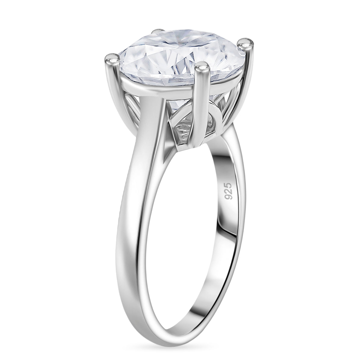 RADIANTA - GRA Certified 5.50 Ct. Moissanite Brilliant-Cut Solitaire Ring in Rhodium Overlay Sterling Silver (VVS1-D) 8179444 3
