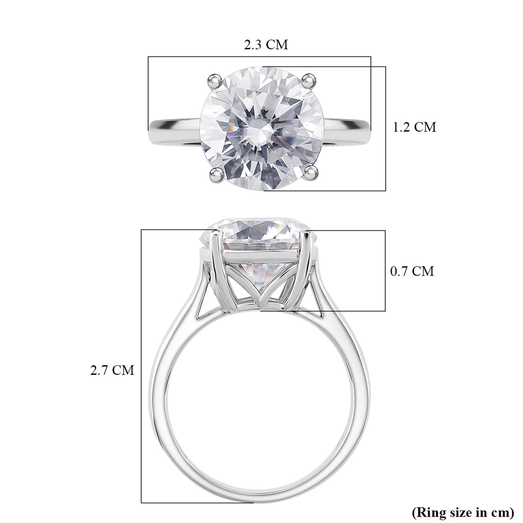 GRA Certified (VVS1/D) Moissanite Solitaire Ring in Rhodium Overlay Sterling Silver 5.50 Ct._8179445_4