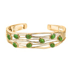 Ever True Green Turquoise Cuff Bangle (Size - 7.5) in Yellow Gold Plated 6.23 Ct._8179536