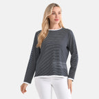 La Marey Classic Crew Neck Striped T-Shirt (Size L) - Navy & White_8179606