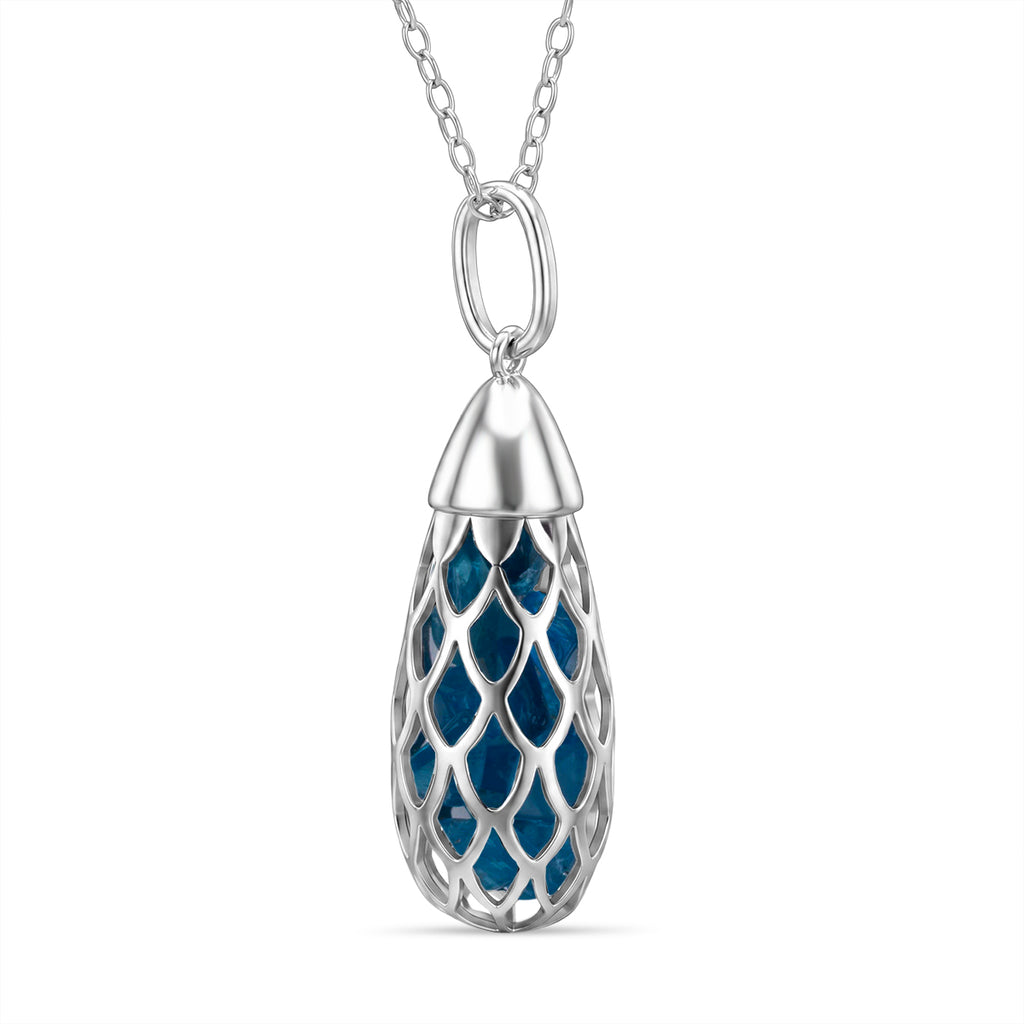 Blue Apatite Pendant (Size 16 + 2 Ext) with Spring Ring Clasp Sterling Silver 1.50 Ct._8179719