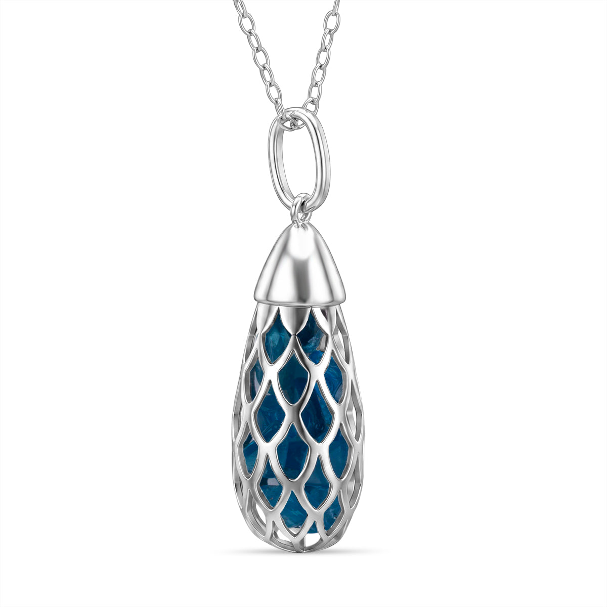 Blue Apatite Pendant (Size 16 - 2 Ext) with Spring Ring Clasp Sterling Silver 1.50 Ct. 8179719 0