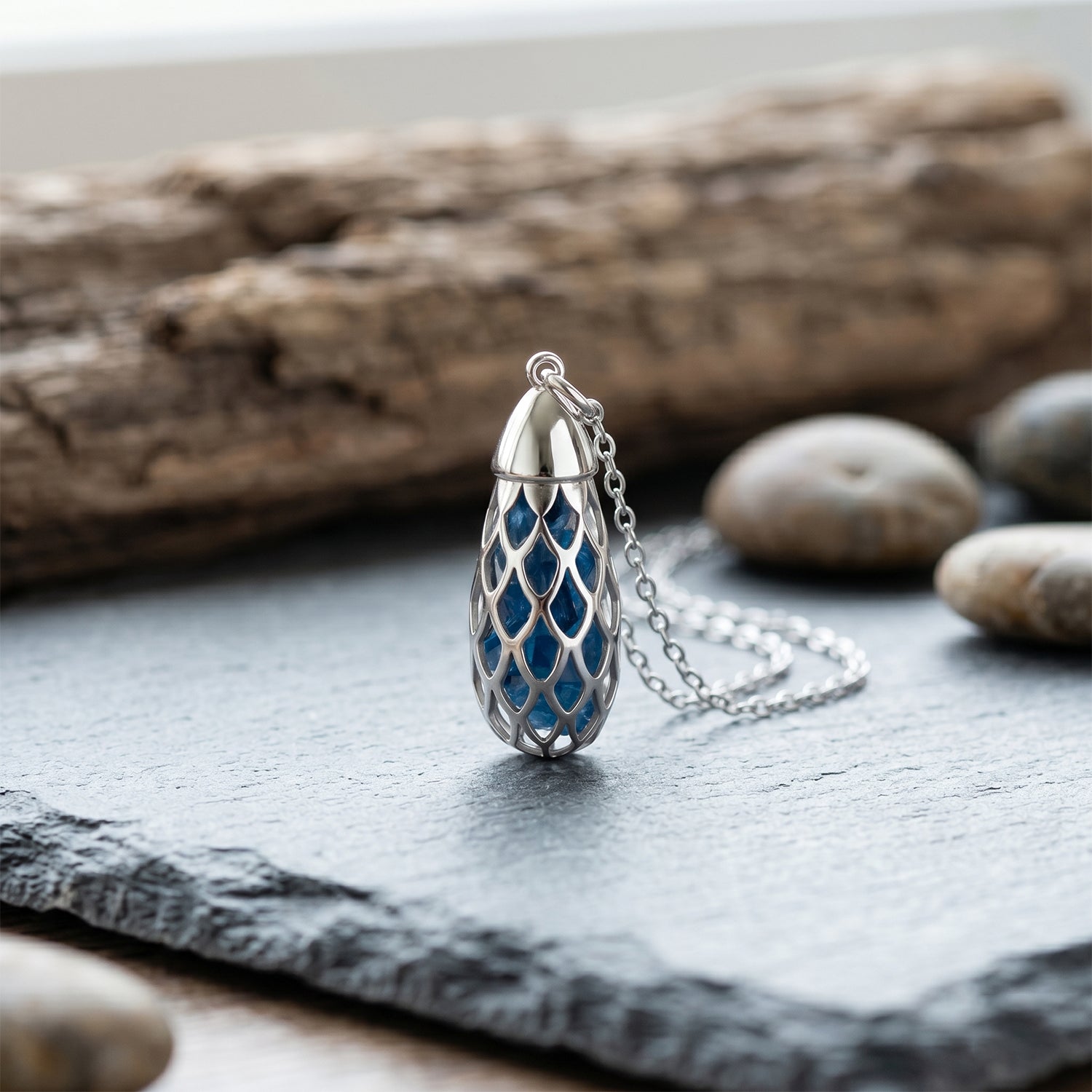 Blue Apatite Pendant (Size 16 - 2 Ext) with Spring Ring Clasp Sterling Silver 1.50 Ct. 8179719 2