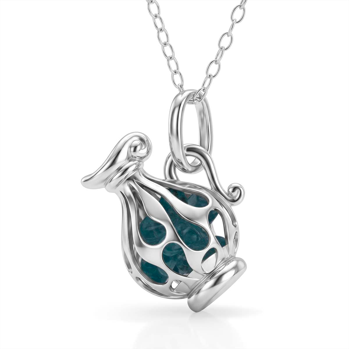 Blue Apatite Pendant with Chain (Size - 16-2 Ext) with Lobster Clasp in Rhodium Overlay Sterling Silver 1.50 Ct. V32699822 0