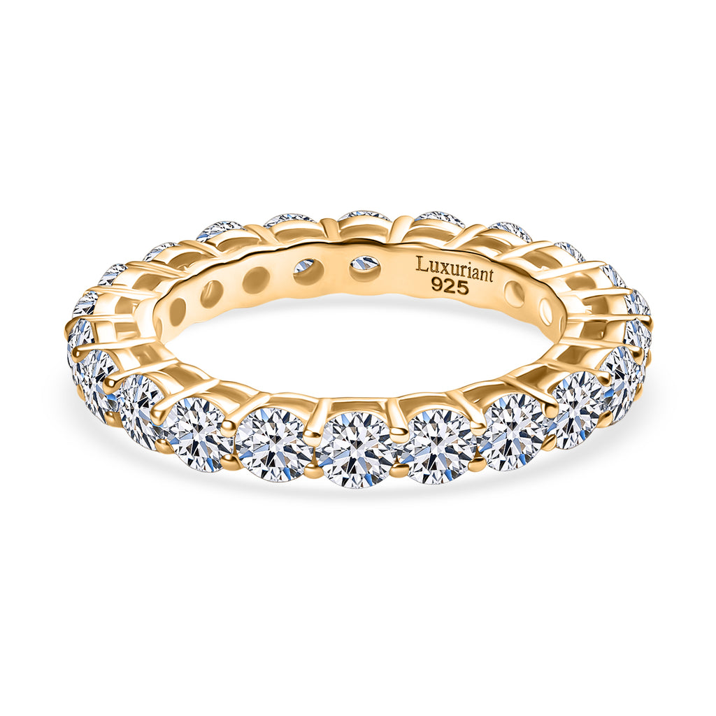 Luxuriant Lab Grown Diamond (SI/GH) Full Eternity Band Ring in 18K Vermeil Yellow Gold Plated Sterling Silver 2.37 Ct._8179904