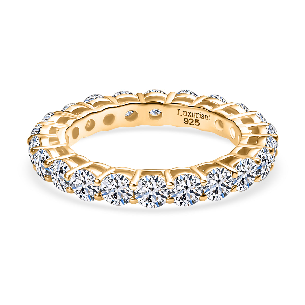 LUXURIANT 2.37 Ct. Lab Grown Diamond Full Eternity Band Ring in 18K Vermeil Yellow Gold Plated Sterling Silver (SI-GH) 8179904 0