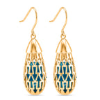 Blue Apatite Earring with Hook in Yellow Gold Plating Sterling Silver 12.00 Ct._8180030