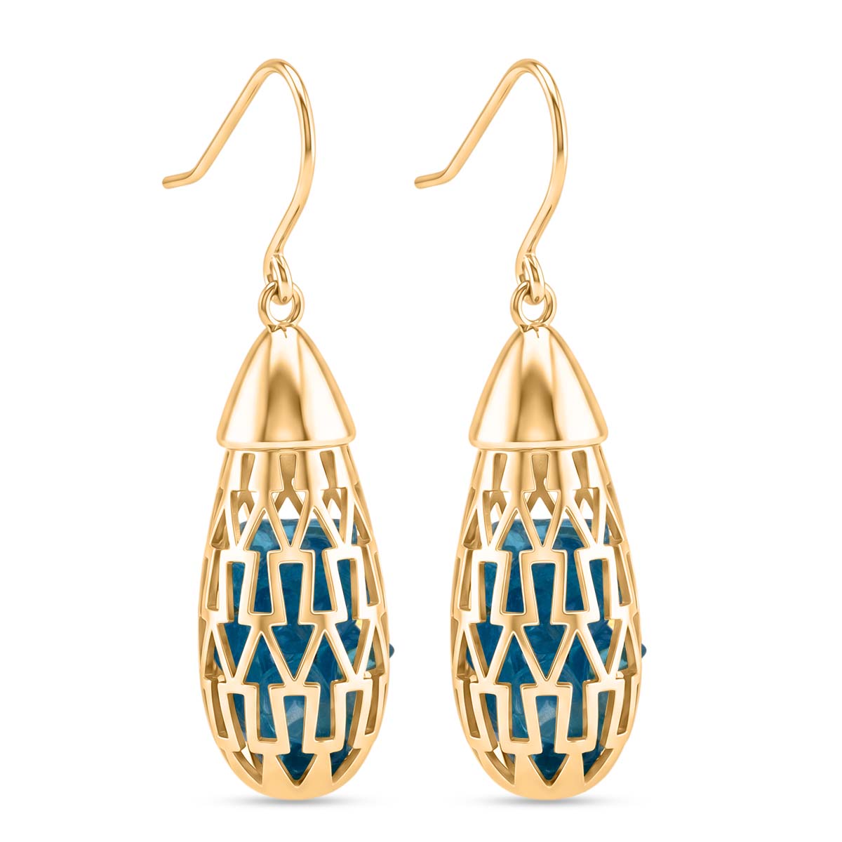 Blue Apatite Earring with Hook in Yellow Gold Plating Sterling Silver 12.00 Ct. 8180030 0