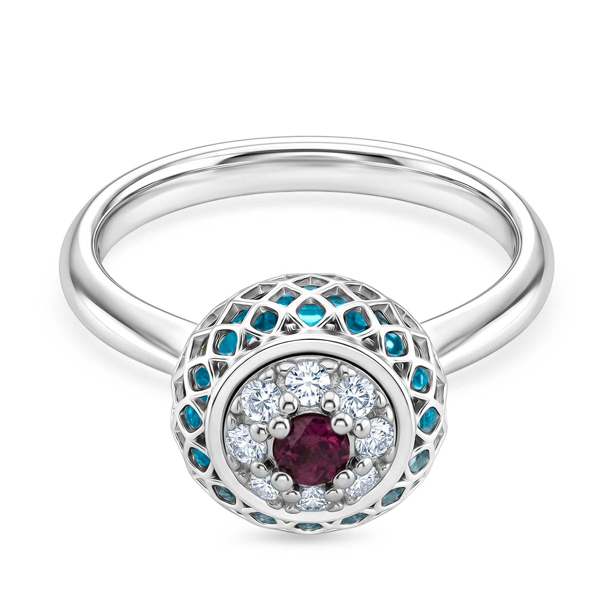 Blue Apatite Ring in Rhodium Overlay Sterling Silver 2.32 Ct. 8180284 0